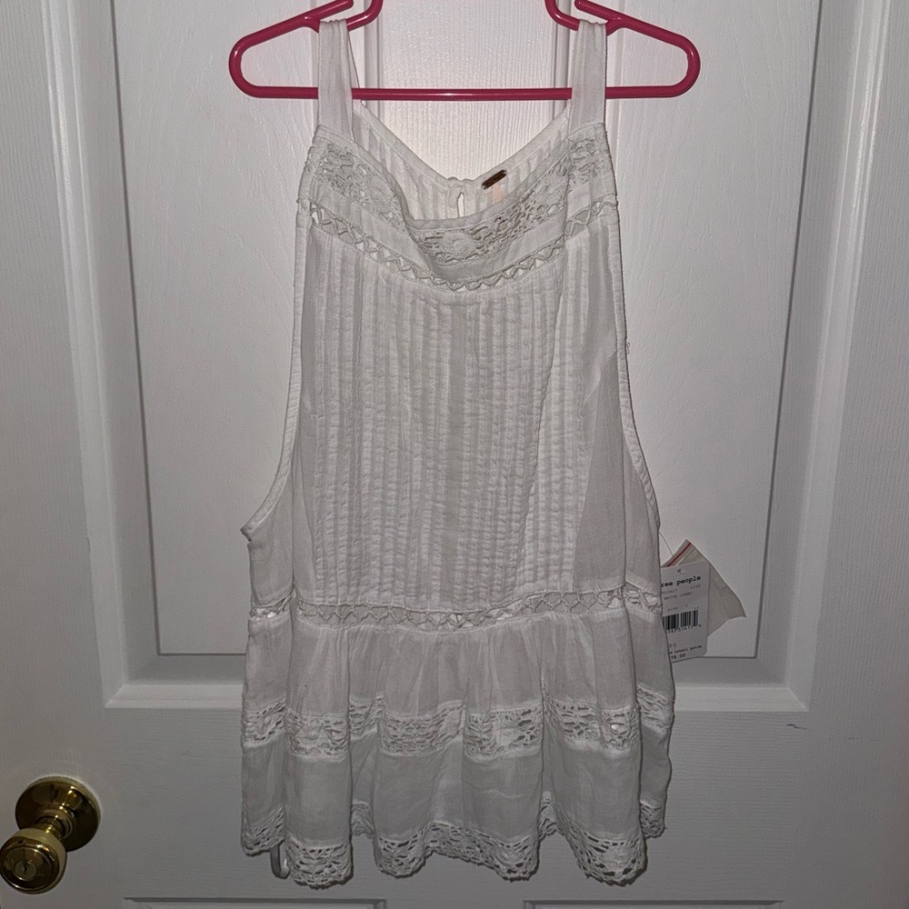 Free People White Detailed Tank Top